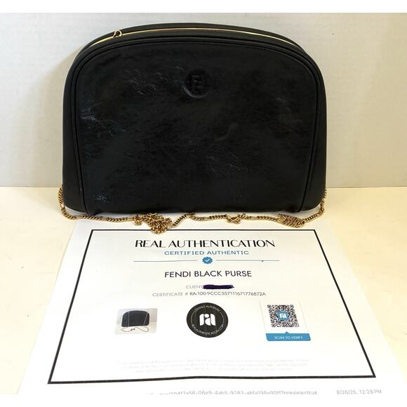 Vintage Fendi Evening Bag Kiss-Lock Golden Chain Authentic - Picture 2 of 14